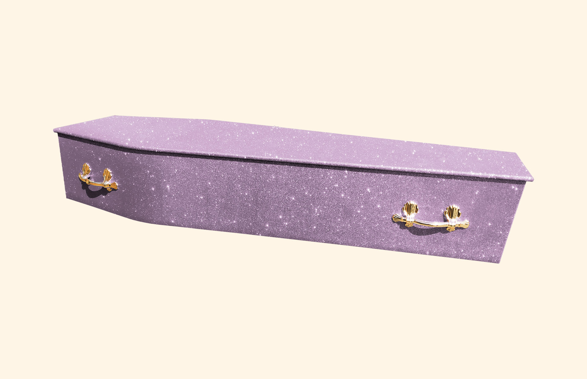 Lilac Glitter over a traditional coffin